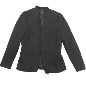 J Crew Black Collarless V Neck Blazer Jacket‎ Womens Size 4